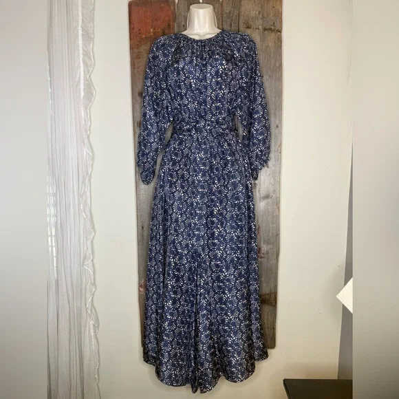 Apiece Apart Isla Wide Leg Jumpsuit 100% Silk Block Print Size 2 - Picture 3 of 16